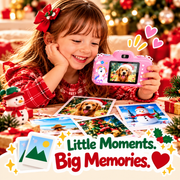 Girl showing photos taken with her kids camera